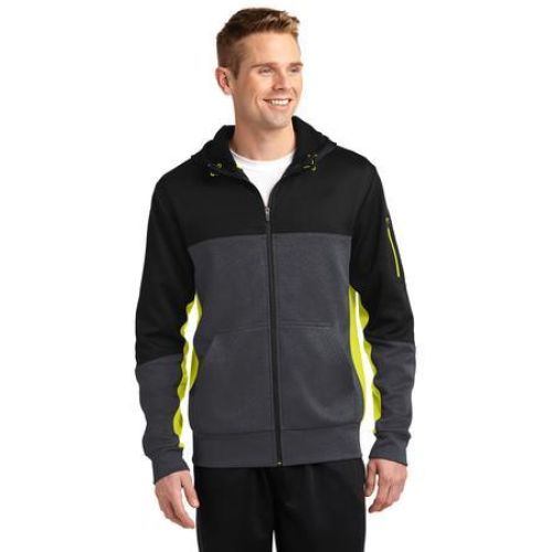 ST245 Sport-Tek Tech Fleece Colorblock Full-Zip Hooded Jacket