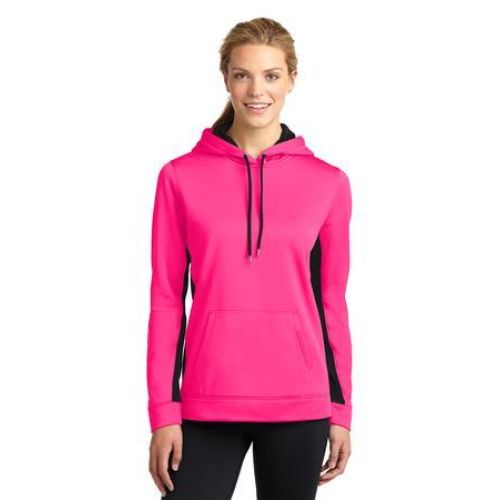 Sport-Tek Ladies Sport-Wick Fleece Colorblock Hooded Pullover