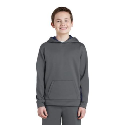 Sport-Tek Youth Sport-Wick Fleece Colorblock Hooded Pullover