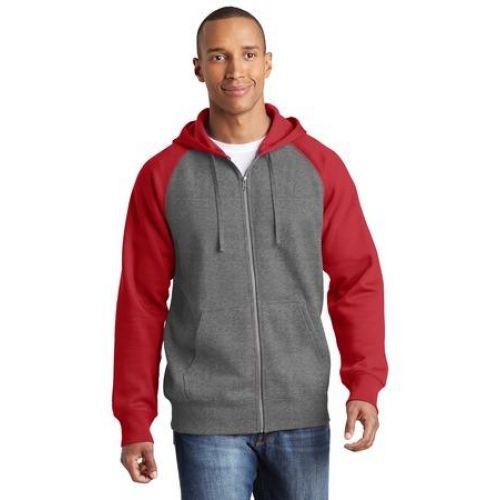 ST269 Sport-Tek Raglan Colorblock Full-Zip Hooded Fleece Jacket