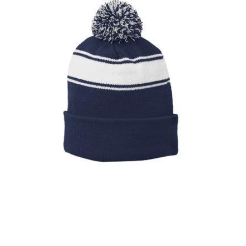 Sport-Tek Stripe Pom Pom Beanie