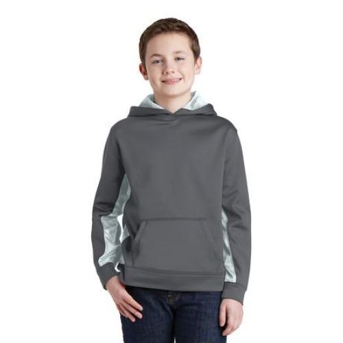 Sport-Tek Youth Sport-Wick CamoHex Fleece Colorblock Hooded Pullover