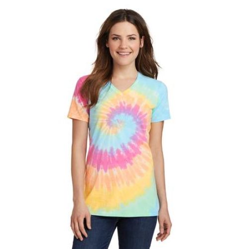 Port & Company Ladies Tie-Dye V-Neck Tee