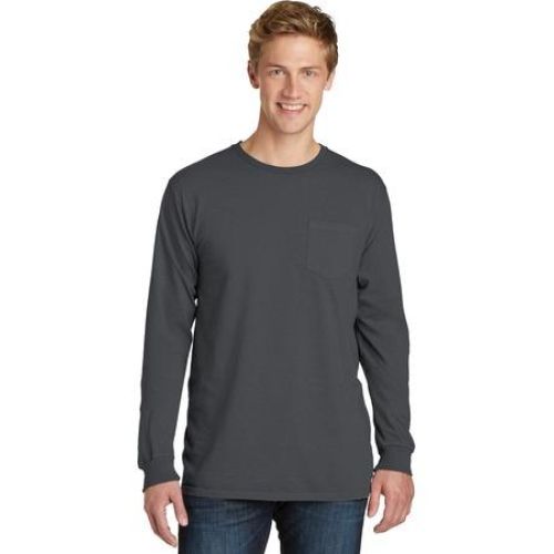 Port & Company® Beach Wash® Garment-Dyed Long Sleeve Pocket Tee