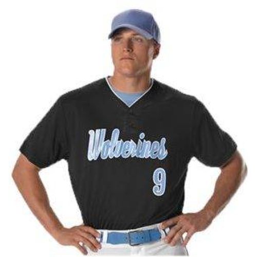 Two Button Mesh Baseball Jersey With Piping