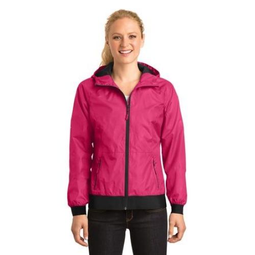 Sport-Tek Ladies Embossed Hooded Wind Jacket