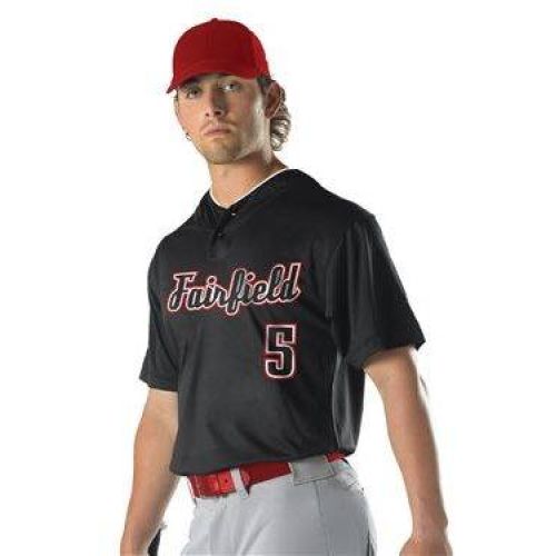 Youth Two Button Mesh Baseball Jersey With Piping