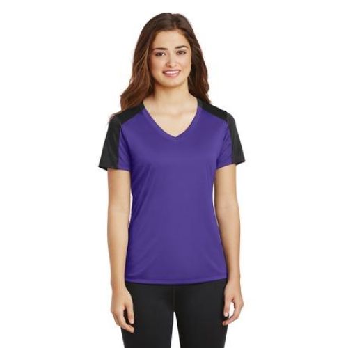 Sport-Tek Ladies PosiCharge Competitor Sleeve-Blocked V-Neck Tee