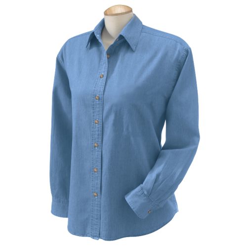 Harriton Ladies’ 100% Long-Sleeve Denim Shirt