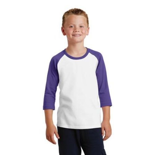 PC55YRS Port & Company Youth Core Blend 3/4-Sleeve Raglan Tee