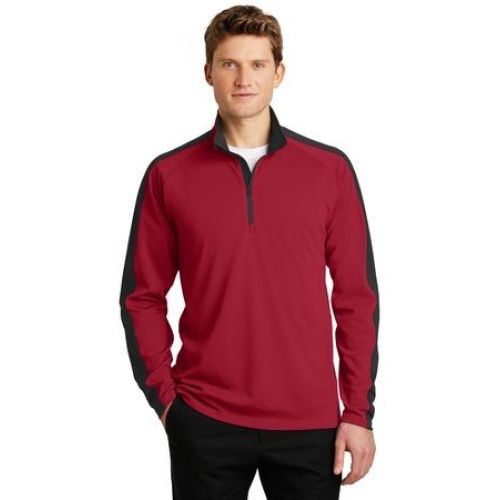 Sport-Tek Sport-Wick Textured Colorblock 1/4-Zip Pullover