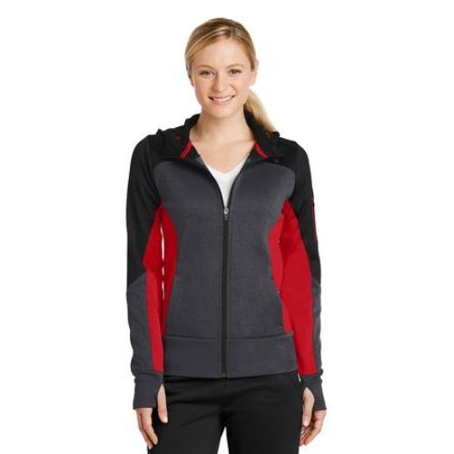 Sport-Tek Ladies Tech Fleece Colorblock Full-Zip Hooded Jacket