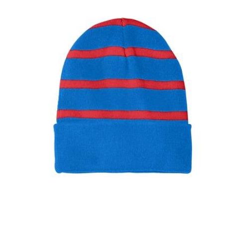 Sport-Tek Striped Beanie with Solid Band