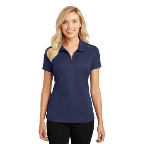 Port Authority Ladies Pinpoint Mesh Zip Polo