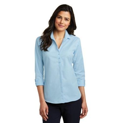 Port Authority Ladies 3/4-Sleeve Micro Tattersall Easy Care Shirt