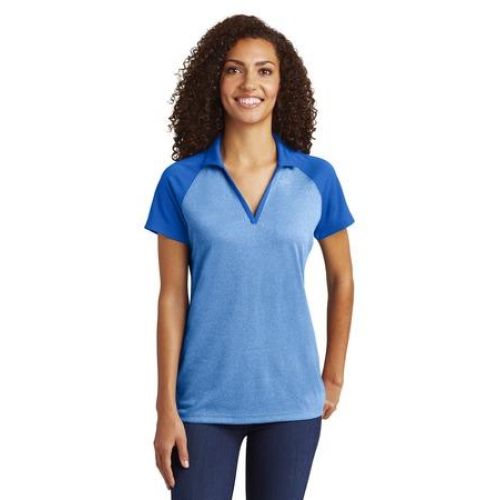 Sport-Tek Ladies PosiCharge RacerMesh Raglan Heather Block Polo