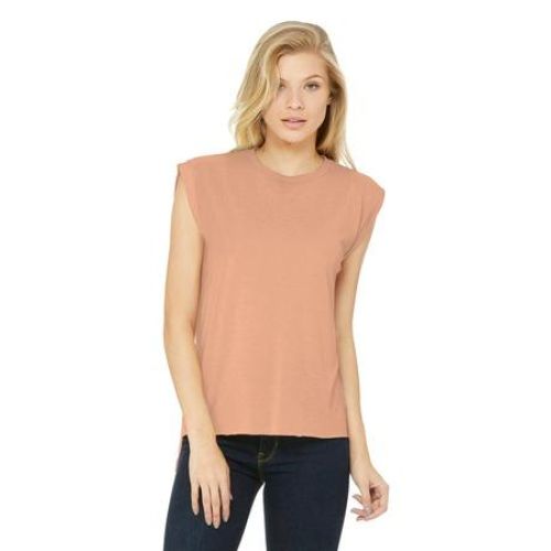 BELLA+CANVAS Women’s Flowy Muscle Tee With Rolled Cuffs