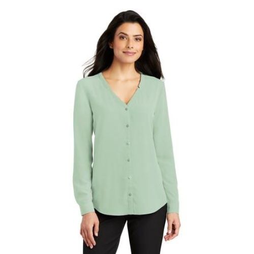Port Authority Ladies Long Sleeve Button-Front Blouse