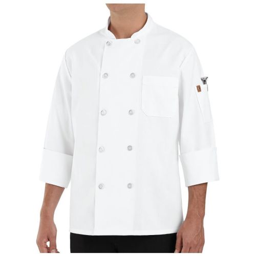 100% Polyester Ten Pearl Button Chef Coat Long Sizes
