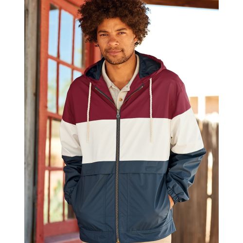 Vintage Colorblocked Hooded Rain Jacket