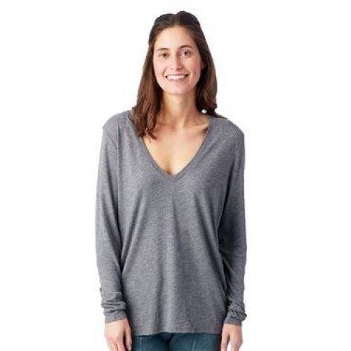 Women’s Long Sleeve Slinky Jersey V-Neck T-Shirt