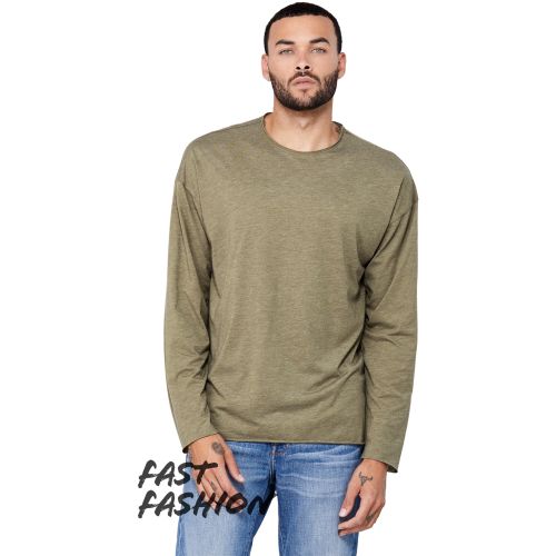 Fast Fashion Unisex Triblend Raw Neck Long-Sleeve T-Shirt