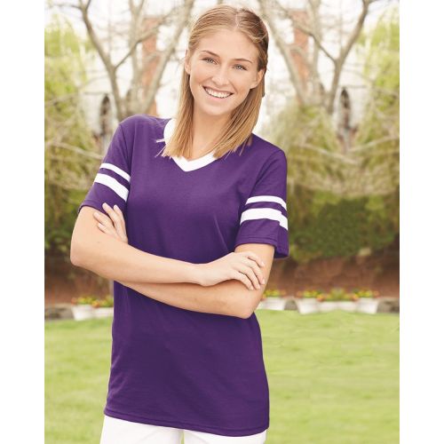 V-Neck Jersey with Striped Sleeves – 360