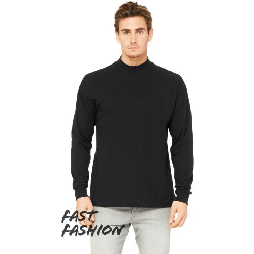 Fast Fashion Unisex Mock Neck Long Sleeve T-Shirt